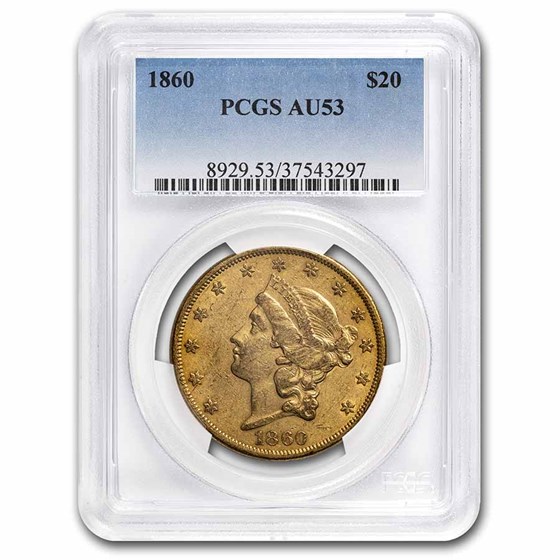 1860 $20 Liberty Gold Double Eagle AU-53 PCGS 1860 $20 Liberty Gold Double Eagle AU-53 PCGS